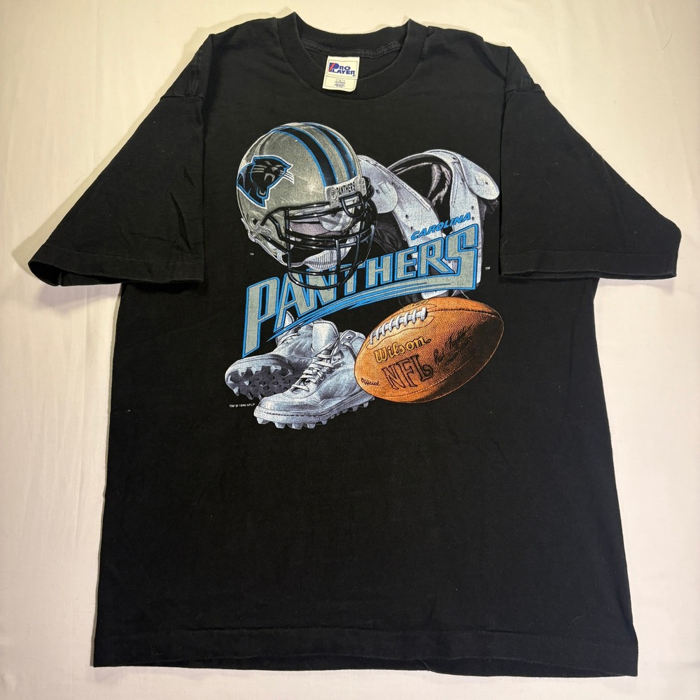 Vintage 1996 Carolina Panthers Pro Player T-Shirt Black Mens Large Made in USA